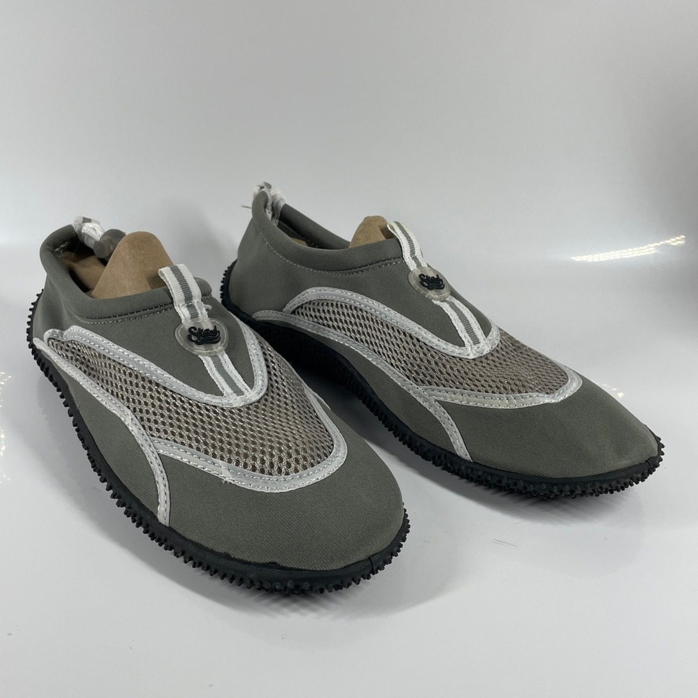 Strand Water Shoes Olive Green Gray Mesh Slip On Beach Pool Aqua Socks Mens 9